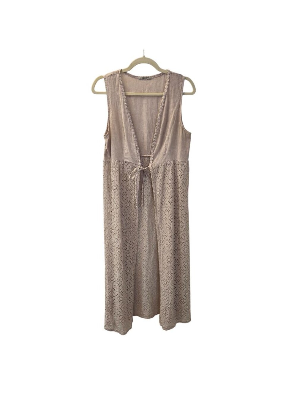 Valentina Naldi Linen Blen Lace Embellished Sleeveless Duster One Size